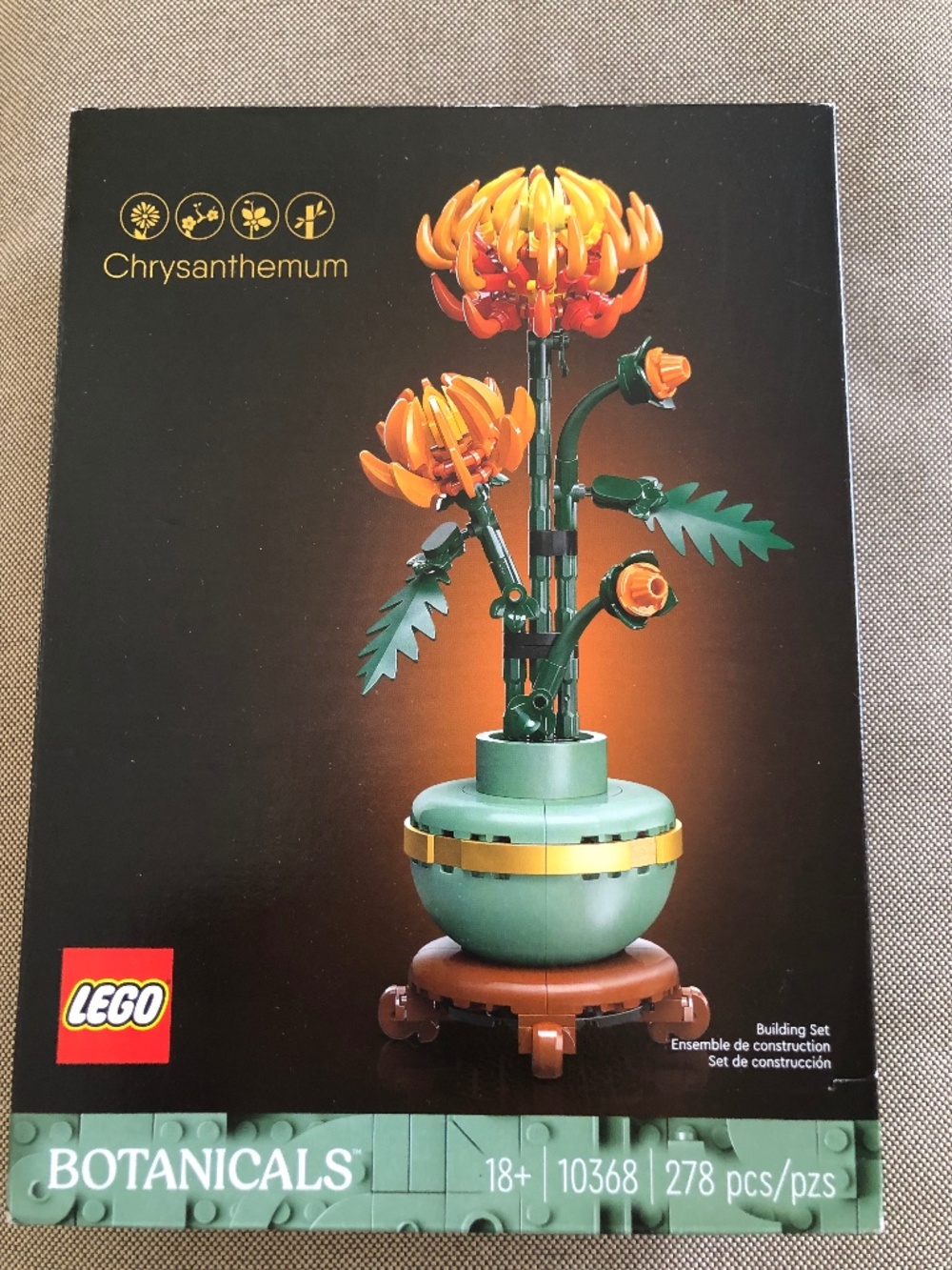 LEGO Botanicals Chrysanthemum #10368 NEW Sealed — Adult Set 278 pcs